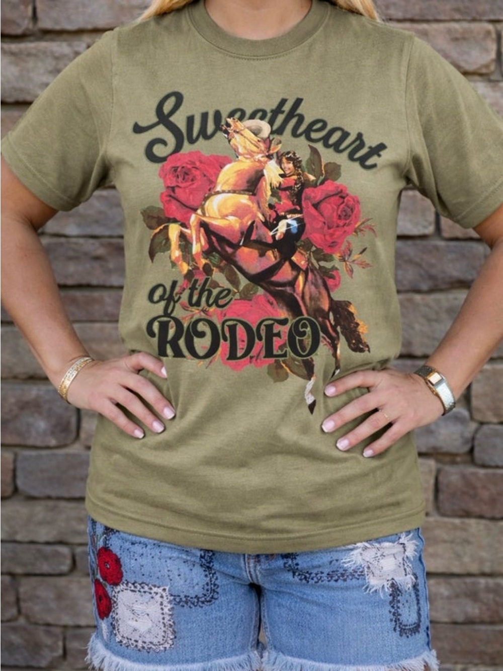 Olive "Sweetheart of the Rodeo" Graphic Tee - Women